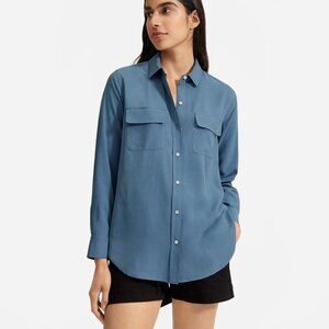 Everlane Washable Silk Relaxed Shirt Blue Grey Size 2